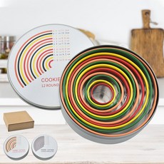 Kofeego 로스팅 원형 스테인리스 무스케이크 몰드 DIY 케이크 몰드 과자 몰드 12종 세트, 스틸 컬러, 2개