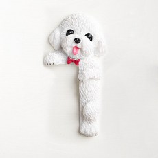 可愛狗法鬥開關裝飾墻貼保護套 現代簡約樹脂動物3D立體插座貼, 白色右立泰迪