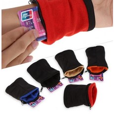 지퍼 면 조깅 팔찌 파우치 지갑 안전 손목주머니 카드, 손목주머니레드SE03715