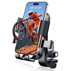 MCOTOP 자전거 폰 홀더 오토바이 폰 마운트 성인 아동용 자전거 핸들 바 홀더 마운트 도구 필요 없음 쉬운 설치 아이폰 및 4.7-7인치 스마트폰용 (블랙), 2