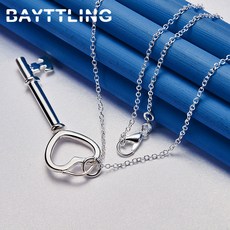 925 스털링 실버 1-30 인치 여성을위한 고급 하트 키 펜던트 목걸이 남성 패션 웨딩 약혼 쥬얼리 액세서리, 01 O chain, 08 40cm