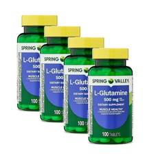 스프링밸리 엘 글루타민 500mg 머슬 헬스 Spring Valley L-Glutamine, 4개, 100정