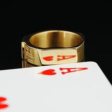 六邊形魔術戒指 高解析度反光辨識牌 撲克近景魔術道具, 1個, 高進同款-金色
