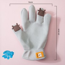 寵物擼貓手套貓咪去浮毛脫毛佈偶貓長毛貓去毛神器擼貓按摩手套MQGQ, 灰色萌萌牛（右手）, 1個