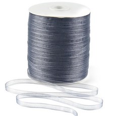 MAYREEL 0.6cm(1/4인치) 버건디 시어 오간자 리본 얇은 와인 레드 리본 공예용 행잉 태그 초대장 웨딩 샤워 파티 선물 포장 452.7m(500야드), 더스티 블루