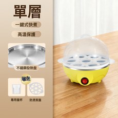 多功能蒸蛋器 煮蛋機 蒸煮熱食 350W功率, 單層蒸蛋器-黃色:【USA】美規 110V