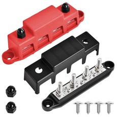 [ 1081544 ] 볼리포에크 버스 바 250A 12V 전원 분배 블록 4 x 0.8cm(5/16인치) (M8) 자동차 해양 오디오용 스터드 방수 커버가 있는 12볼트 배터, [ 1081544 ] 볼리포에크 버스 바 250A 12