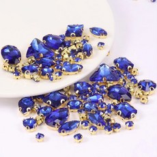 백 재봉 세팅 라인석 프롱 금속 모양 유리 혼합 Choupee 130PCs 클로, sapphire, 1개