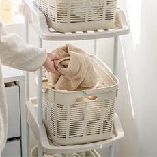 BLANC OBJET 手提洗衣籃 30L, 米色