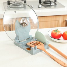 臺灣出貨 鍋蓋架 廚房臺面接水盤支架 鍋蓋收納架 砧板架 餐盤架 坐式鍋蓋鏟架, 折疊款  灰色【適合大小鍋蓋】, 1個