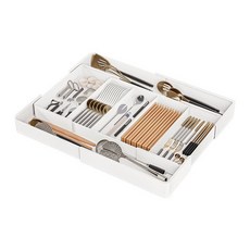 YOKOSOO 주방 정리 수납 용품 다용도 확장형 식기 서랍 정리함 조절 가능한 칸막이 수저 정리대 주방 정리, 화이트, 1개