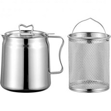 마기딜 딥 프라이어 세트 스테인리스 오일 필터 냄비 조리 기름 용기 저장 끓이기 칩용 가정 캠핑용 20L 은색, 마기딜 딥 프라이어 세트 스테인리스 오일 필터 냄비 조