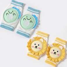 嬰兒爬行護膝蓋兒童防摔學走路寶寶爬行護膝夏季護肘加厚學步薄款, 黃獅子+萌恐龍（0-3歲）-2雙裝, 1個