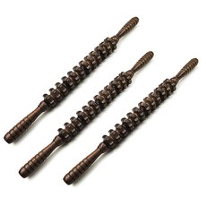 木質滾輪按摩棒 肌肉舒緩按摩器 運動恢復按摩工具, 黑檀色, 1個