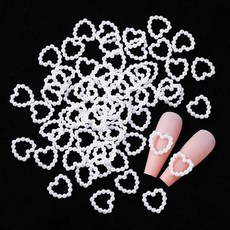 네일 파츠 진주 약 200개 3D 입체 하트 네일 파츠 진주 화이트 큰 사이즈 네일 데코 파츠 네일 아트 주얼리 파츠 10mm