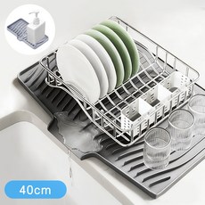 Kemei 실리콘 물빠짐 식기건조매트 싱크대 세면대 다용도 건조매트, 2개, 회색 40cm, 1단