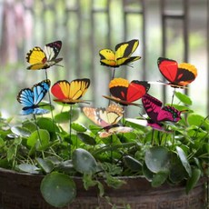 (5개세트) 화분 토퍼 화분픽 꽂이 예쁜 정원 꾸미기 텃밭 식테리어 감성 캠핑 소품 장식품 조경 BB0211, 나비 장식꽂이