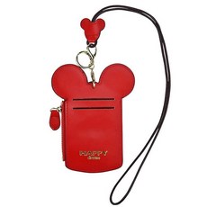 BUUFAN 세련되고 귀여운 여행용 PU 가죽 학생 ID 카드 홀더 랜야드 넥 파우치 백 동전 지갑 여성 어린이 청소년 여아용 (퍼플) 225530