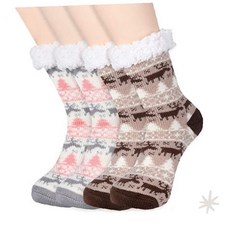 겨울 보온 양말 실내 수면 덧신 기모 극세사 패턴 노르딕 눈꽃 무늬 가정용 방한