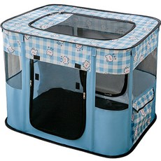 可摺疊透氣網布貓籠 寵物產房/隔離籠 大空間多功能貓帳篷, 天藍色, 1個