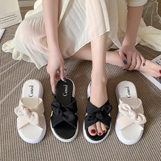 쿨슬리퍼 여 2022년 여름 선녀풍 키높이 리본 신고 비치쿨슬리퍼