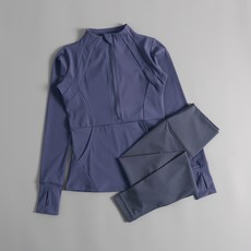 跑步運動女套裝 秋冬款長袖健身房穿搭 修身顯瘦瑜伽服 立領外套 專業運動服飾 舒適透氣材質 多功能訓練服