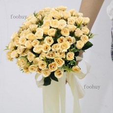 台灣出貨 熱賣 新娘捧花 森系韓系手捧花 婚禮拍攝道具 拍照仿真花束 影樓婚紗攝影旅拍 婚禮捧花 仿真捧花, 奶白小玫瑰, 1個