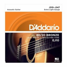 D'Addario EJ10 80/20 Bronze 民謠吉他弦 Extra Light Gauge, 1個