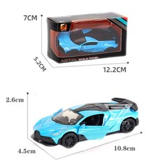 【台灣出貨】1:43合金超跑模型車，仿真警車合金模型，兒童玩具賽車, 低跑布加迪-藍, 1個