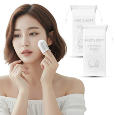 후스소프트 골무형 순면 엠보싱 각질제거 피부 결 정리 닦토 클렌징 손가락 양면 엠보 핑거 화장솜, 2개, 75매입