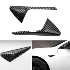 OUBUVO 모델 3/Y 방향 지시등 측면 카메라 보호 커버 장식 액세서리 2016-2022 테슬라 3/Y/X/S 자동 조종 장치 2.0-3.0에만 적합 및 2023~2026년, Minimalist Edition Carbon Fibe