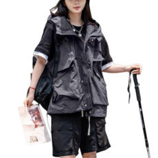 Makone 남성 여성 공용 사계절 후드 루즈핏 등산 아웃도어 방수 베스트