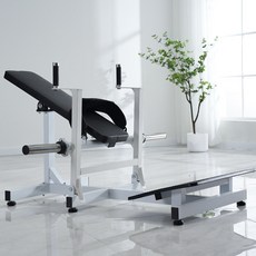 벨트 스쿼트 머신 역도 운동 훈련 다리 헬스장 허리, 화이트 블랙 쿠션