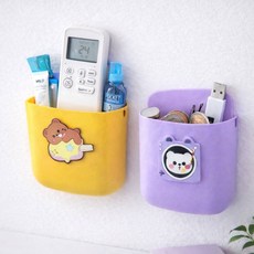 무타공 벽걸이 수납함 1+1 다용도 소품 정리함, 아이스크림 베어+헤드폰 베어