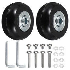 YELARXI 교체용 수하물 바퀴 여행 가방 바퀴 교체 키트 80x18mm 및 2세트 및 고무 및 블랙 - 장착 (회전 캐스터 베어링 수리/교체/롤러 백/가방/스피너), YELARXI 교체용 수하물 바퀴, 여행 가방 바퀴 교