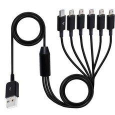 USB 2.0 타입 A 남성에서 6 마이크로 USB 남성 스플리터 Y 데이터 동기화 및 충전 커넥터 어댑터 케이블 0.5m/1.5m, 1.5m