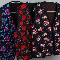 겨울 누빔 안감 가을 외출 조끼 꽃 보온 패턴 여성 착용 편안한 실내 어르신