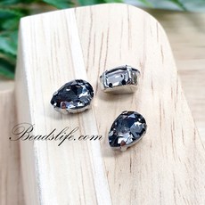 물방울 모양 글라스 캡보석 백금도금, 10*14mm(15개), 블랙다이야, 1개