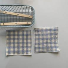 컵받침 패브릭 코스터 체크 시리즈 2p, 스카이, 1세트
