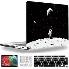 QCzyc 맥북 프로 14인치 케이스 2021-2026 M5 M4 M3 M2 M1 A3427 A3426 A3434 A3185 A3112 A3401 A2992 A2918 A277, 우주 비행사와 달 1