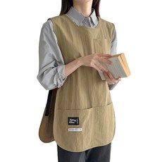 두리앤고 모던 생활방수 조끼형 카페 앞치마, 1개, 베이지롱