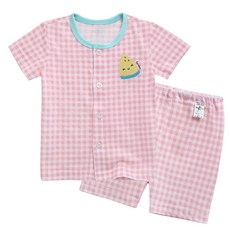 그린베베 영유아 여름용 실내복 수박체크 면 내의(반팔)