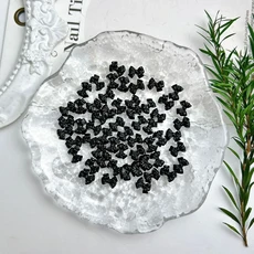 50PCS 무작위 혼합 검은 활 곰 네일 매력 수지 미니 하트 스타 꽃 장식 손톱에 DIY 프레스, 24 M6983 Black 50PCS