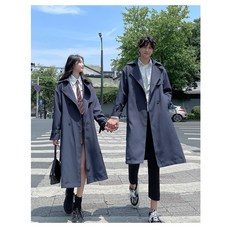 情侶裝長版風衣 2022秋冬小眾設計款 英倫風韓系氣質風衣外套