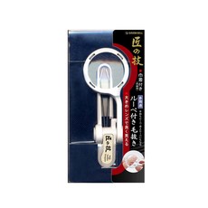 【海夫健康生活館】日本GB綠鐘 匠之技 專利鍛造 不銹鋼 放大鏡毛拔 附袋 雙包裝(G-1005), 1個