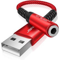 JSAUX USB A to 3.5mm 잭 Aux 어댑터 오디오 헤드셋 TRRS 스테레오 외장 사운드 카드 PS4 CTIA/OMTP 표준 마이크로폰 노트북 PC 레드, 오디오 잭 어댑터, 빨간색