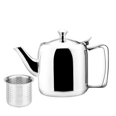潔豹 華美泡茶壺-附濾網 1.0L【304不銹鋼 濾壺 茶壺】, 1個