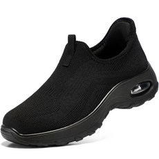 STQ 여성 운동화 키높이 슬립온 정형외과 족저근막염 워킹화 서서신는 신발 굽높이 6cm 발볼넓은 발편한 두꺼운 밑창 에어 쿠션 쿠션좋은 미끄럼 방지