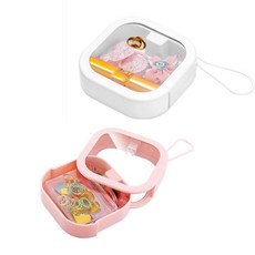 욕실 책상용 헤어 타이 오거나이저 박스 홀더 2개 쌓을 수 있는 휴대용 스크런치 액세서리 바비 핀 보관 용기 작은 아이템용 면봉 주얼리 디스펜서 (핑크 화이트)119004, 욕실 책상용 헤어 타이 오거나이저 박스 홀더 2개, 쌓