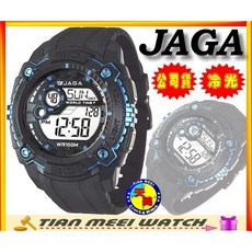JAGA 100公尺防水多功能冷光電子錶 M1051-AE藍 天美鐘錶